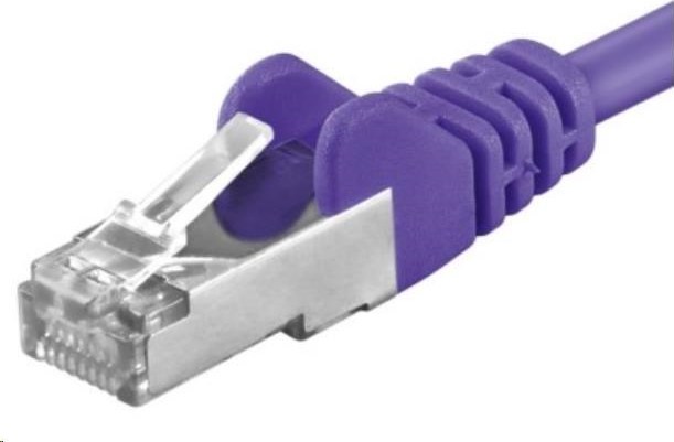 PREMIUMCORD Patch kábel CAT6a S-FTP, RJ45-RJ45, AWG 26/7 0,25m fialový