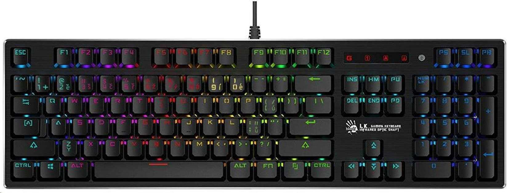 A4tech Bloody B820R mechanická RGB herní klávesnice, USB, CZ, RED SWITCH