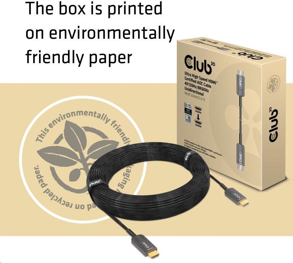 Club 3D Club3D Kabel prodlužovací Ultra Rychlý HDMI™ Certifikovaný AOC kabel 8K60Hz (M/M), 4K120Hz, 20m, černá