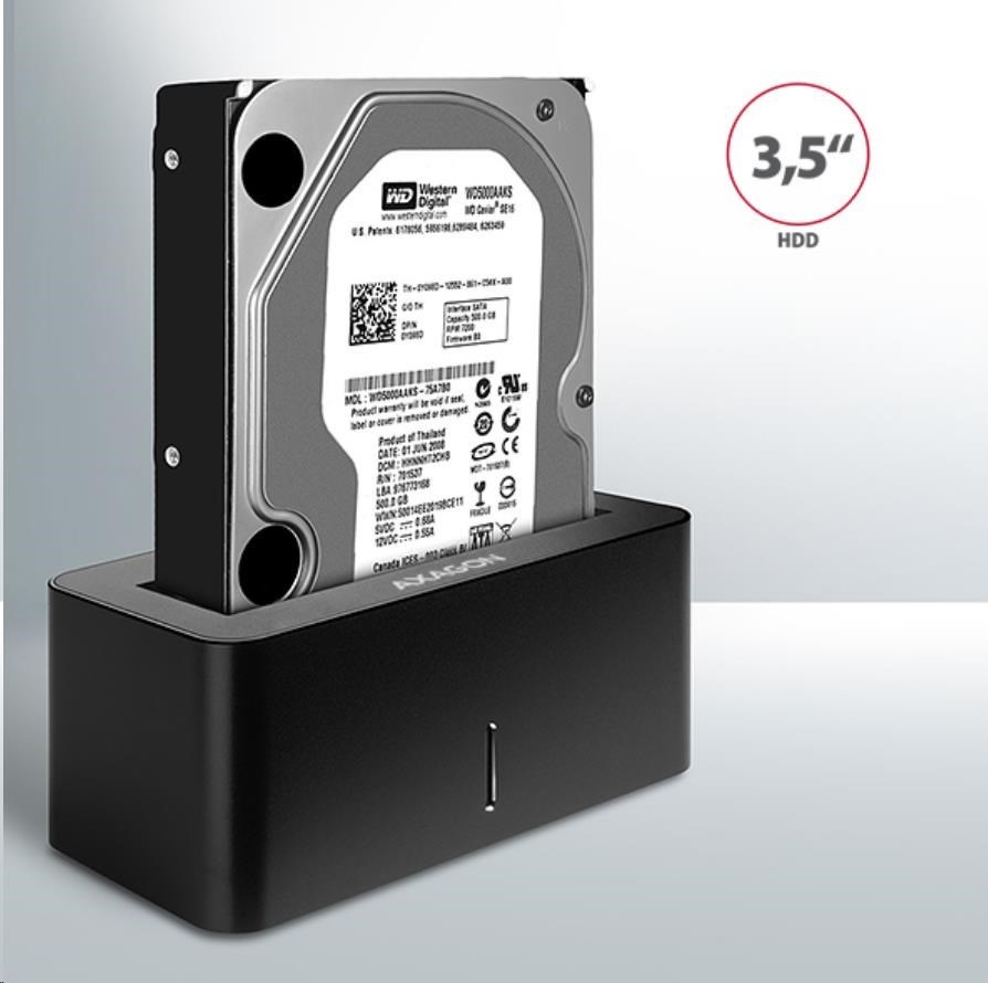 AXAGON ADSA-SN, USB 3.2 Gen1 - SATA 6G, 2.5"/3.5" dokovacia stanica pre HDD/SSD