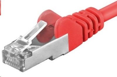 PREMIUMCORD Patch kábel CAT6a S-FTP, RJ45-RJ45, AWG 26/7 0,25m červený