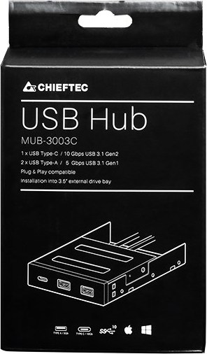 CHIEFTEC MUB-3003C, predný panel s 1x USB typu C a 2x USB typu A