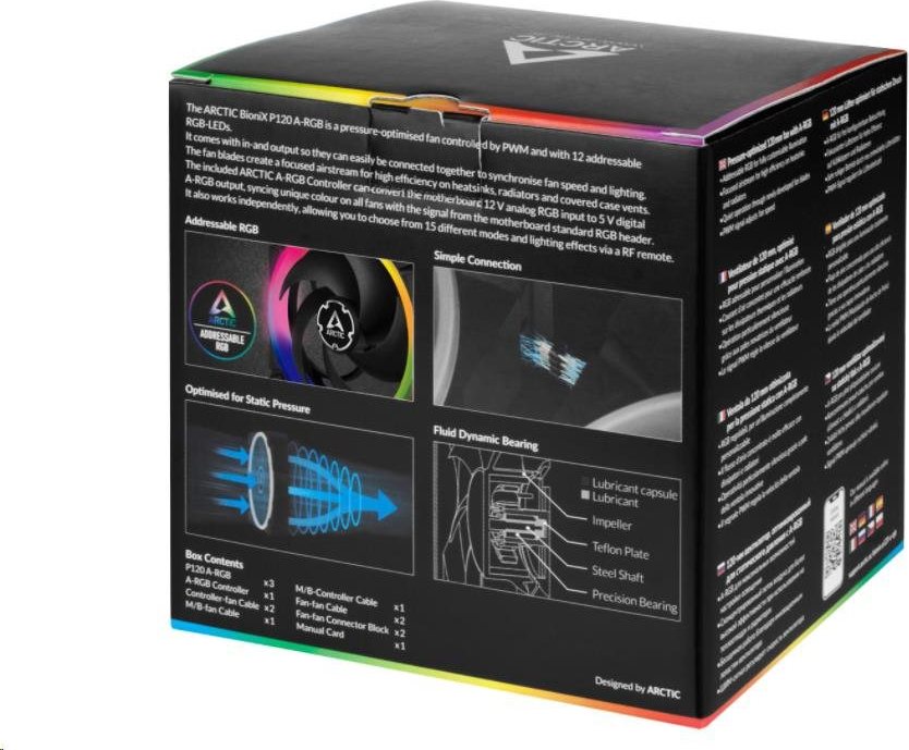 Arctic Cooling ARCTIC ventilátor BioniX P120 A-RGB 120mm, 8-pin, PWM, 3-pack + ovládač