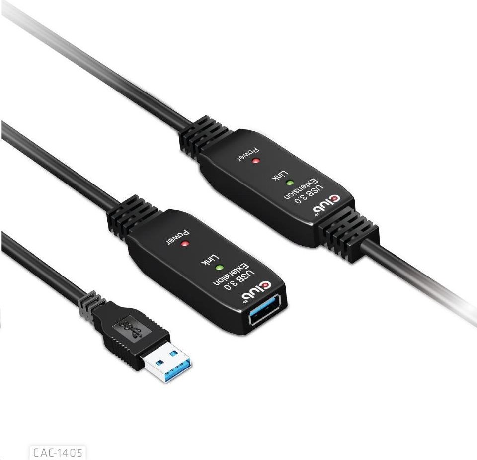 Club 3D Kábel USB Club3D 3.2 Kábel aktívneho opakovača Gen1 M/F 28AWG, 10 m