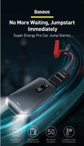 Baseus Car Tool Power Starter / Power Bank Super Energy Max Car Jump Starter (Peak current 1000A / 12000 mAh) čierna (CRJS03-01) Varianta: uniwersalny