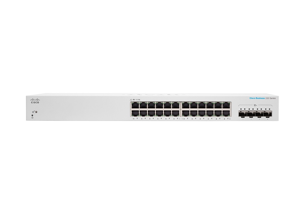 Cisco switch CBS220-24T-4G (24xGbE,4xSFP,fanless)
