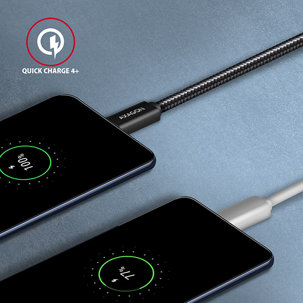 AXAGON BUCM32-CM20AB, SPEED+ kábel USB-C USB-C, 2 m, USB 20Gbps, PD 100W 5A, 4k HD, ALU, opletenie, čierny