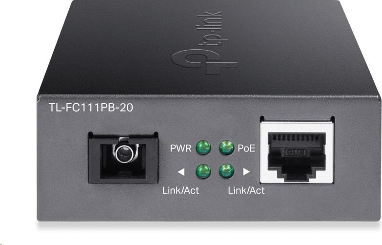TP-Link TL-FC111PB-20 [10/100 Mbps RJ45 na 100 Mbps jednovidový SC WDM obojsmerný konvertor s 1 portom PoE]