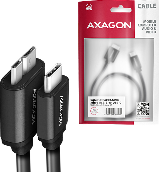 AXAGON BUMM3-CM10AB, SPEED kábel Micro-B USB USB-C, 1 m, USB 3.2 Gen 1, 3A, ALU, tpe, čierna