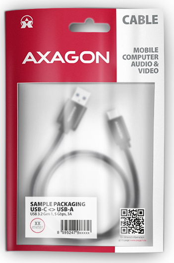 AXAGON BUCM3-AM10AB, SPEED kábel USB-C USB-A, 1 m, USB 3.2 Gen 1, 3A, ALU, opletenie, čierna