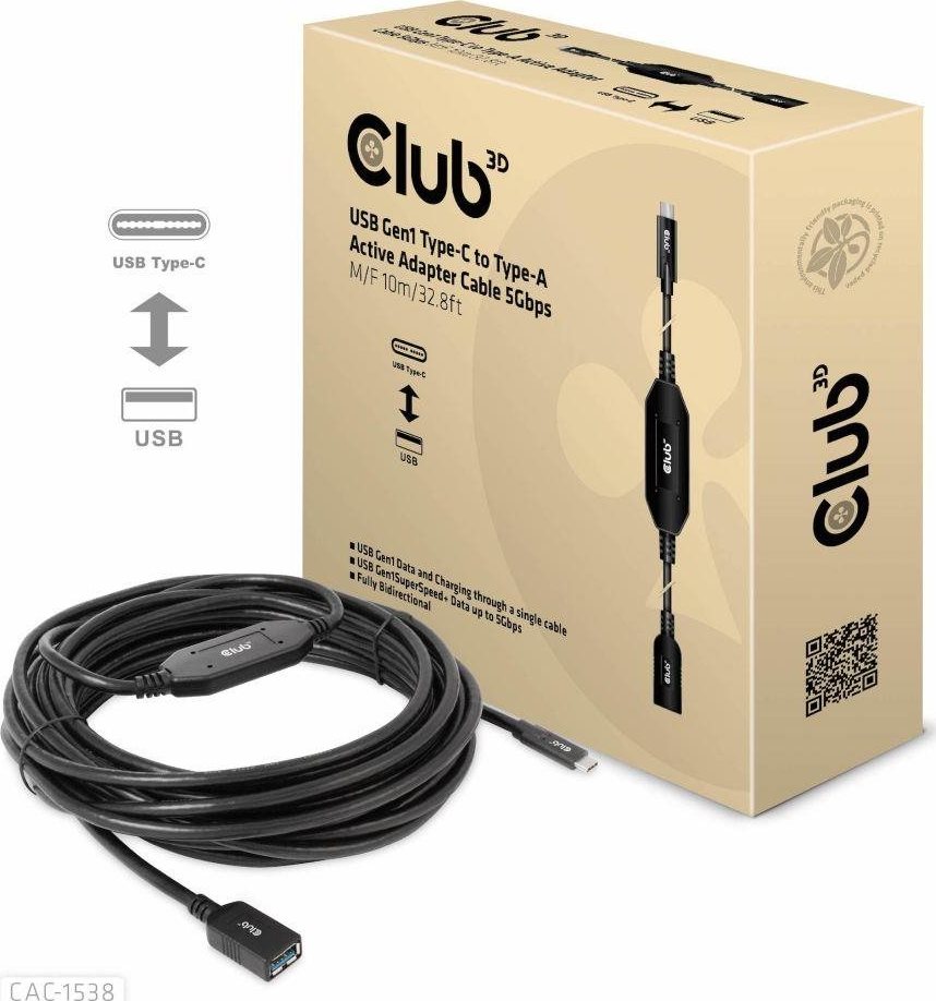 Club 3D Club3D Kabel USB-C na USB-A, Aktivní adaptér/kabel, 5 Gbps (M/F), 10m