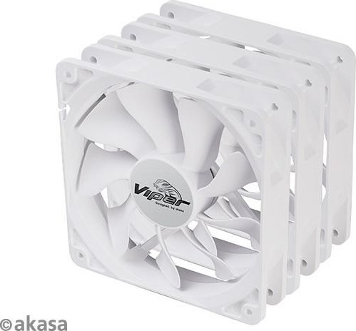 AKASA ventilátor Viper, biely Ventilátor 12cm, 120x120x25mm, HDB, 4 pin PWM, 3ks v balení, biely