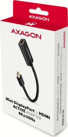 AXAGON RVDM-HI14N, Mini DisplayPort -> HDMI 1.4 redukcia/adaptér, 4K/30Hz