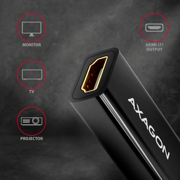 AXAGON RVDM-HI14N, Mini DisplayPort -> HDMI 1.4 redukcia/adaptér, 4K/30Hz