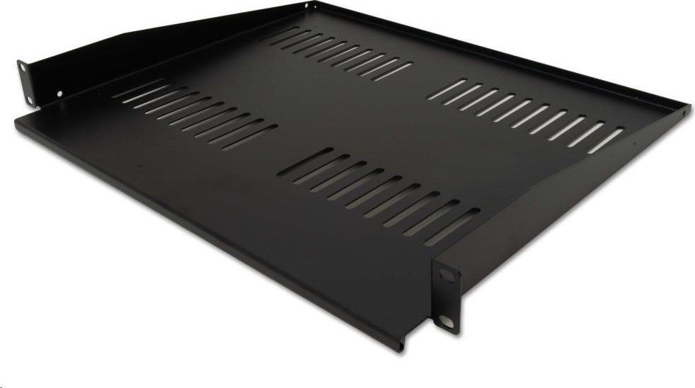 XtendLan 19" předsunutá police s perforací 1U/400mm, nosnost 25kg, černá