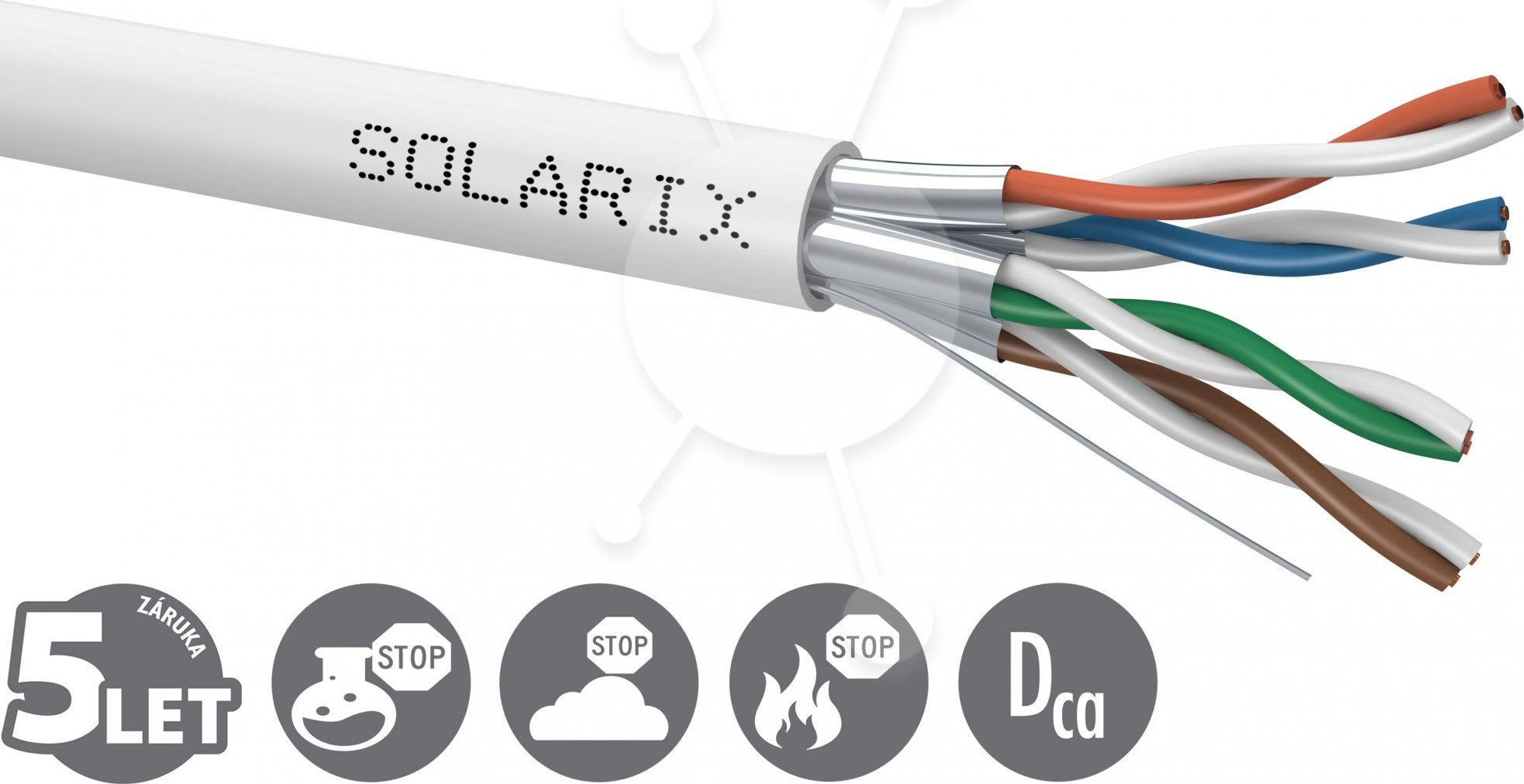 Inštalačný kábel Solarix STP, Cat6A, drôt, LSOH, cievka 500 m SXKD-6A-STP-LSOH