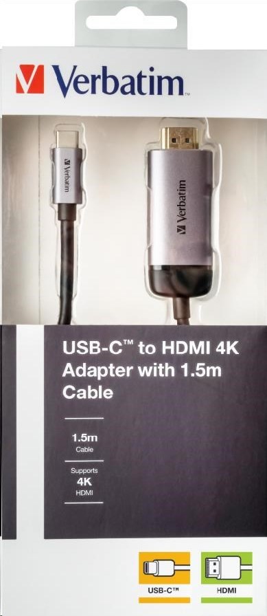 VERBATIM 49144 Adaptér USB-C™ na HDMI 4K s 1.5 m kábel HUB