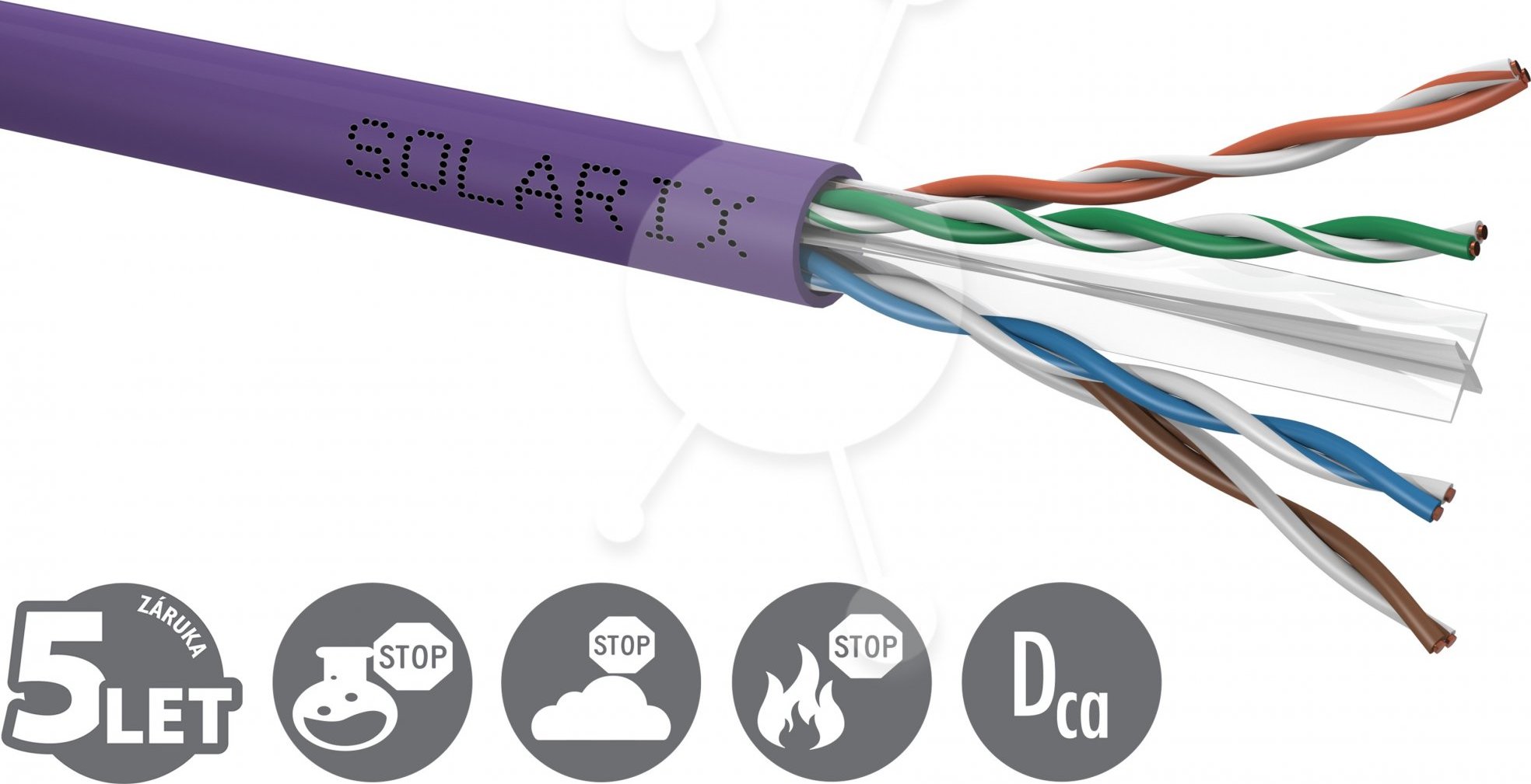 Inštalačný kábel Solarix UTP, Cat6, drôt, LSOH, krabica 100 m SXKD-6-UTP-LSOH