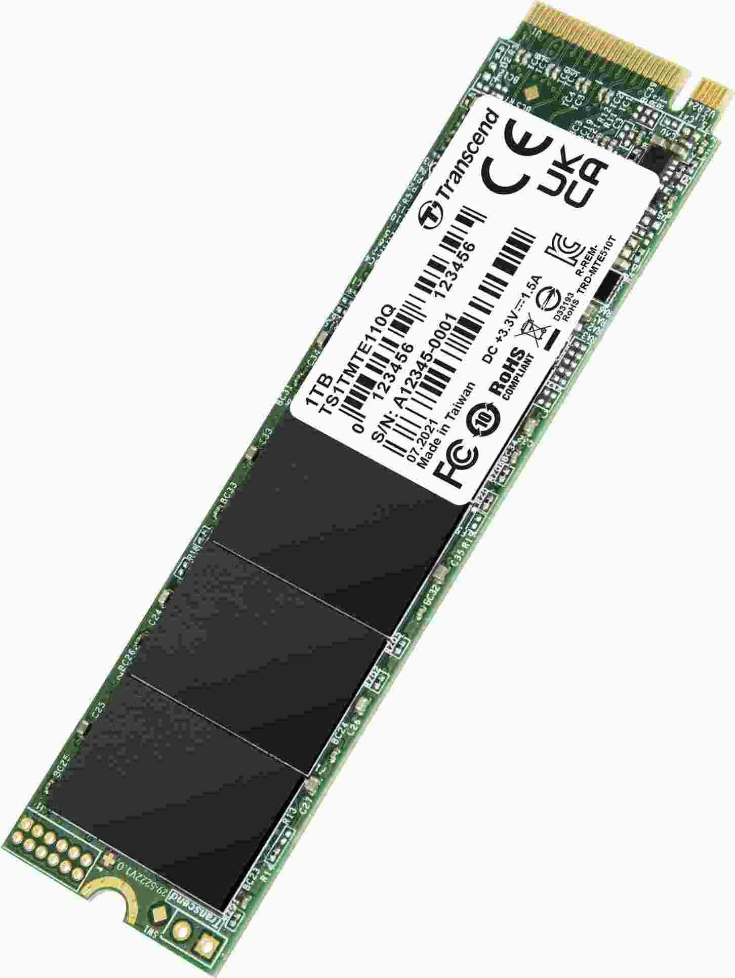 TRANSCEND SSD 110Q 1TB, M.2 2280, PCIe Gen3x4, NVMe, M-Key, QLC, bez DRAM