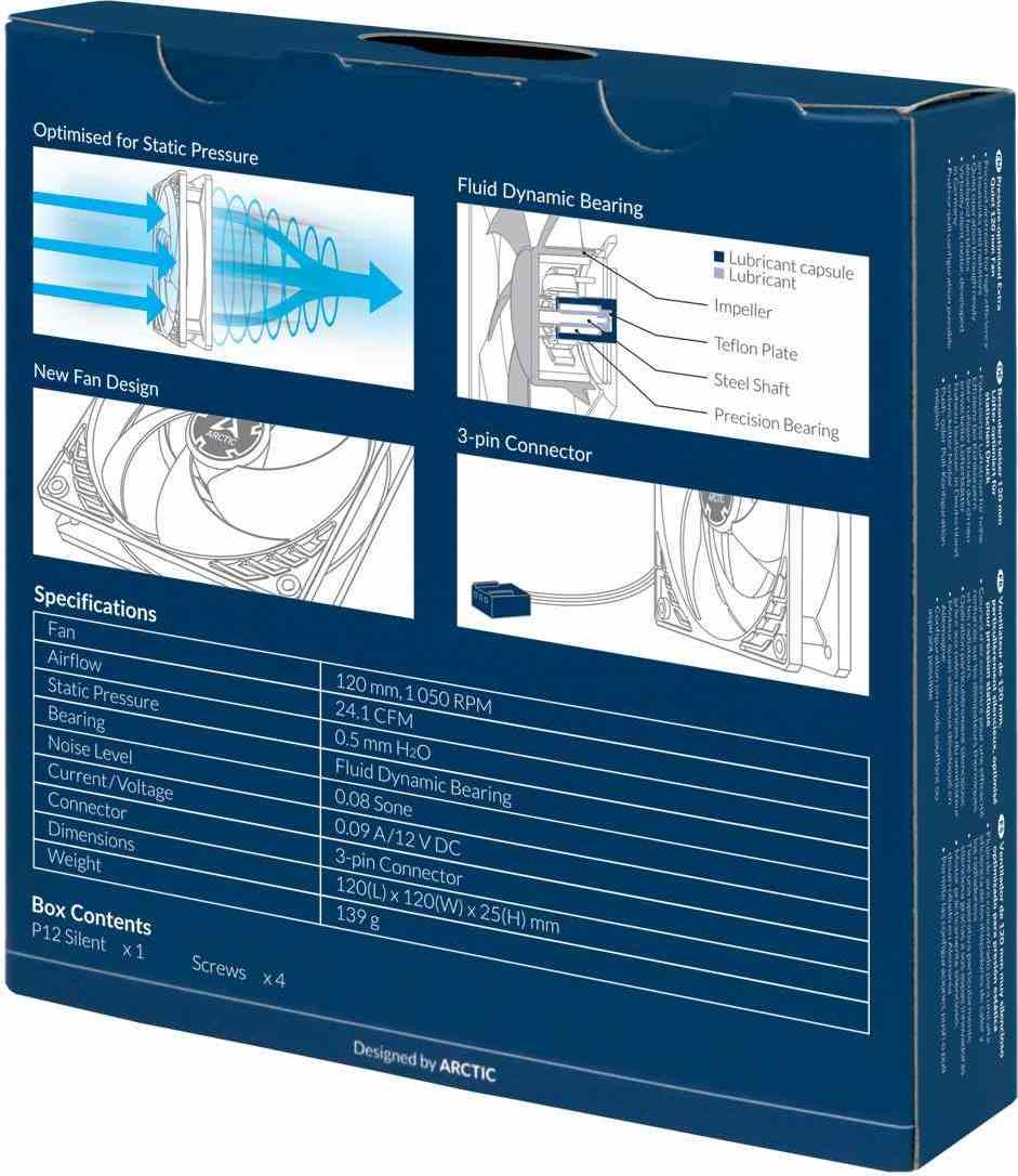 Arctic Cooling Ventilátor ARCTIC P12 Silent, 120 mm, 3-pin, 12V