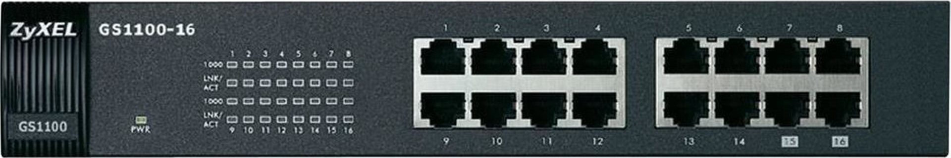 Zyxel GS1100-16 v3 16portový gigabitový ethernetový prepínač, bez ventilátora