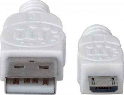 MANHATTAN Pripojovací kábel USB 2.0 A samec / Micro-B samec, 1 m, biely
