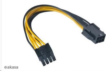 AKASA redukčný kábel zo 6pin PCIe na 8pin ATX 12V, 15cm