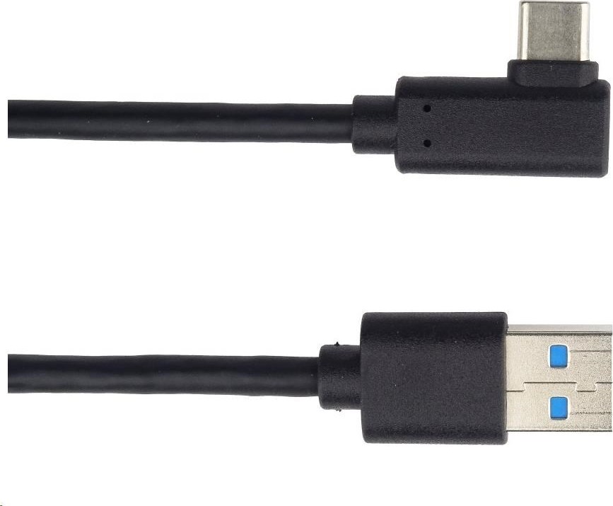 PREMIUMCORD Kábel USB typ C/M so zahnutým konektorom 90° - USB 3.0 A/M, 2m