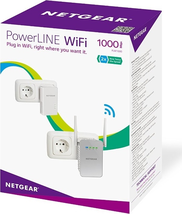 Netgear PLW1000 Powerline 1000 Bundle (1x Powerline WiFi Access Point, 1x Powerline 1000 Adapter)