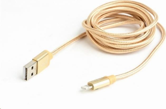 GEMBIRD CABLEXPERT USB 2.0 Nabíjací a synchronizačný kábel Lightning (IP5 a vyšší), opletený, 1,8 m, zlatý, blister