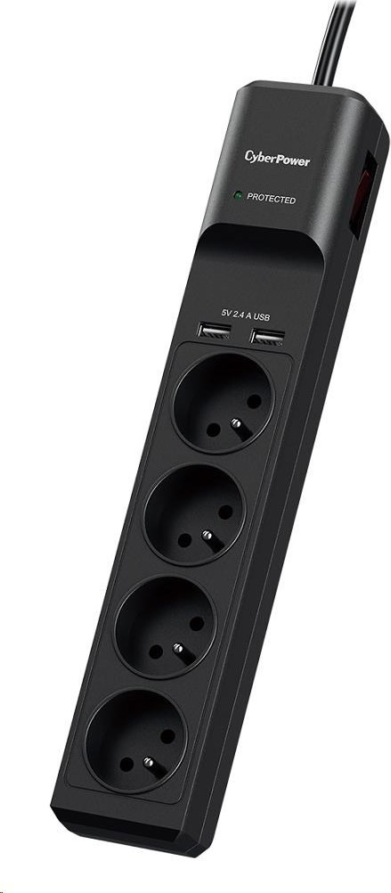 Cyber Power Systems CyberPower Surge Buster™ 4 zásuvky, 2xUSB, 1.8m, nové