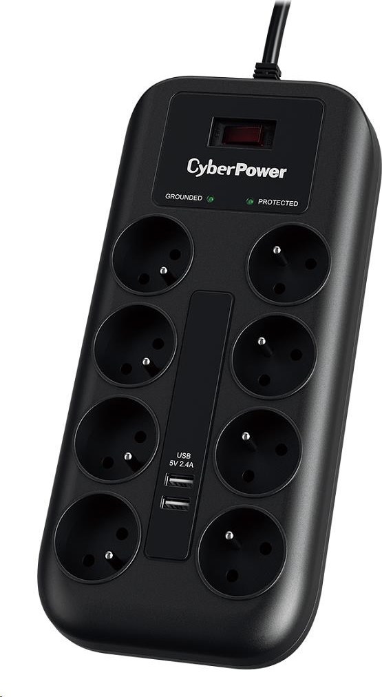 Cyber Power Systems CyberPower Surge Buster™ 8 zásuviek, 2xUSB, 1.8m, nové