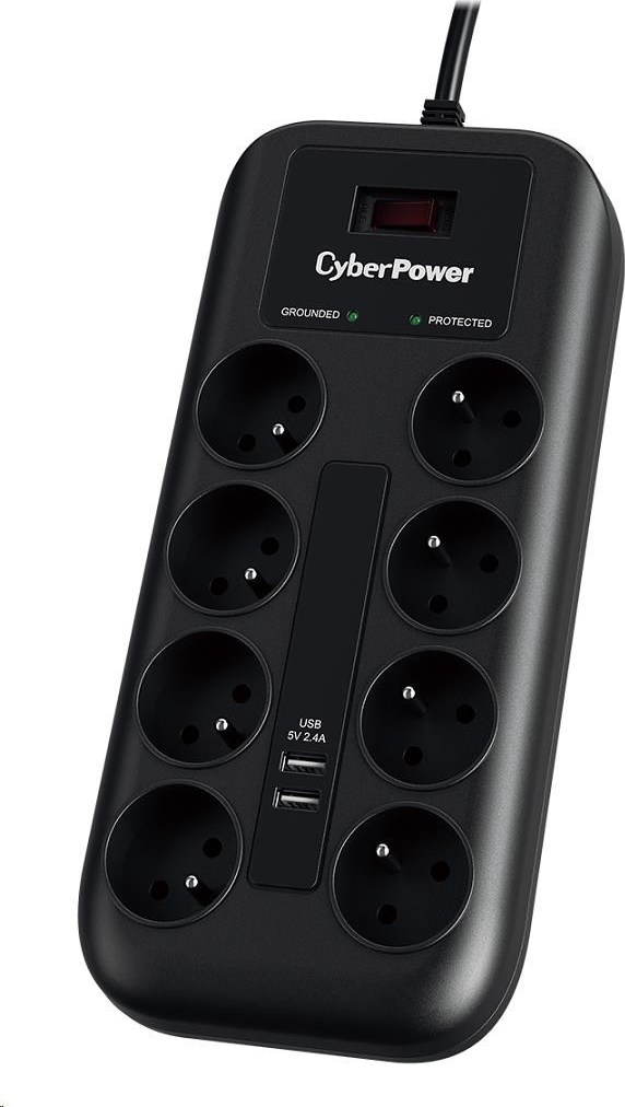 Cyber Power Systems CyberPower Surge Buster™ 8 zásuviek, 2xUSB, 1.8m, nové