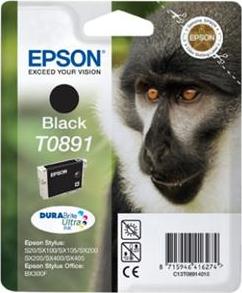 EPSON T0891 (C13T08914011), originálna cartridge, čierna, 5,8ml, Pre tlačiareň: EPSON STYLUS S20, EPSON STYLUS SX100, EPSON STYLUS SX150, EPSON