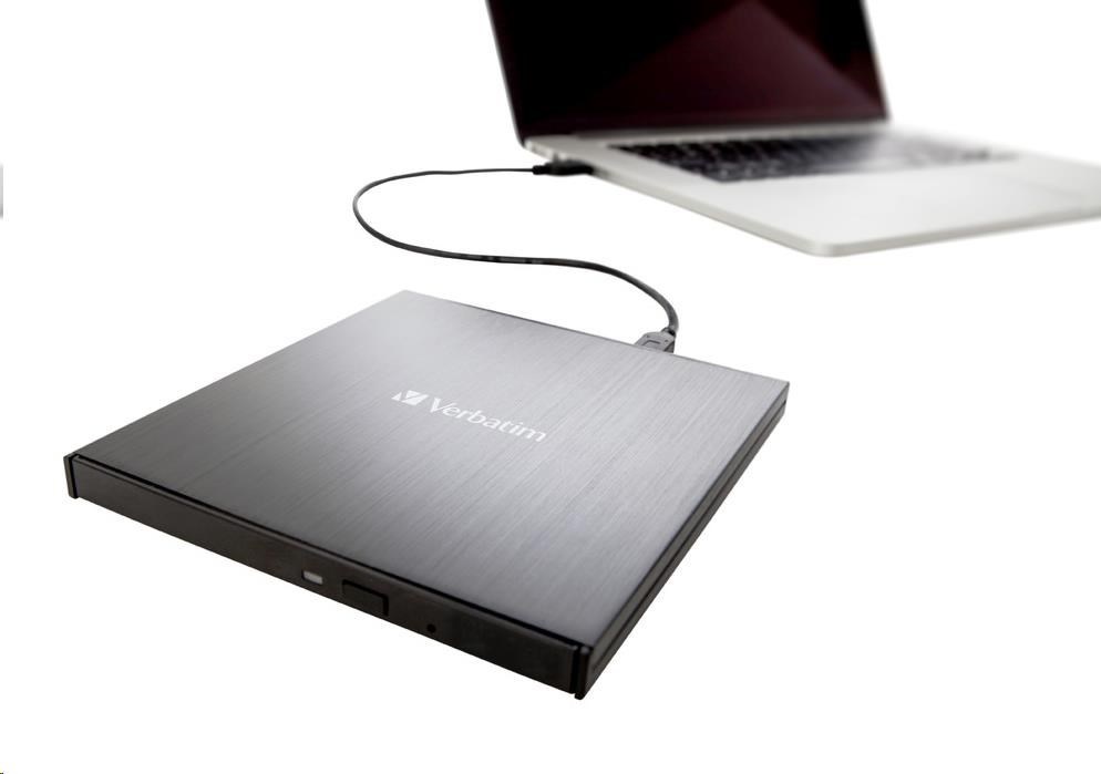 VERBATIM Ultra HD 4K Blu-ray externá slimline napaľovačka (USB 3.1, USB-C) + bezplatné 25GB médium