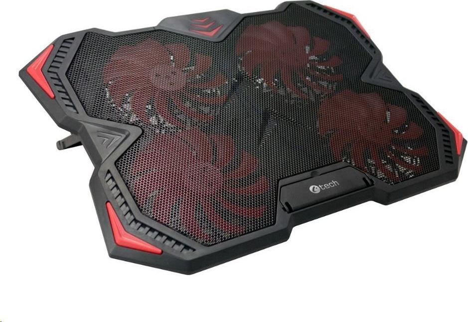 Chladiaca podložka C-TECH Zephyros NTB (GCP-01R), nenáročné hranie, 17,3", červené podsvietenie, regulácia rýchlosti