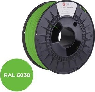 C-TECH Tisková struna (filament) PREMIUM LINE, PETG, luminiscenční zelená, RAL6038, 1,75mm, 1kg