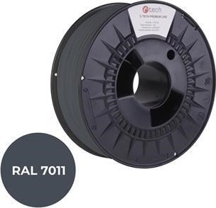 C-TECH Tisková struna (filament) PREMIUM LINE, PETG, ocelová šedá, RAL7011, 1,75mm, 1kg