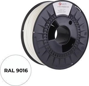 C-TECH Tisková struna (filament) PREMIUM LINE, PETG, dopravní bílá, RAL9016, 1,75mm, 1kg