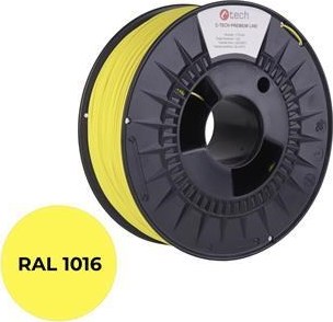 C-TECH Tisková struna (filament) PREMIUM LINE, PLA, sírová žlutá, RAL1016, 1,75mm, 1kg