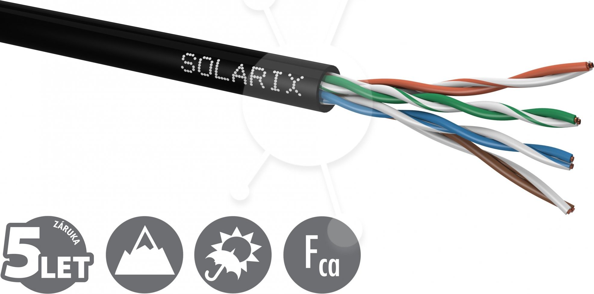 Inštalačný kábel Solarix UTP, Cat5E, drôt, PVC, krabica 100 m SXKD-5E-UTP-PVC