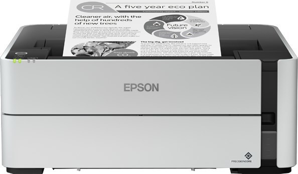 Atramentová tlačiareň EPSON EcoTank Mono M1180, A4, 1200x2400 dpi, 39 str. za minútu, USB, Ethernet, Wi-Fi, duplex, Trade In 1000 Kč