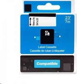 Kompatibilná páska PRINTLINE s DYMO 43613, S0720780, 6 mm x 7 m, čierna tlač / biele pozadie, D1