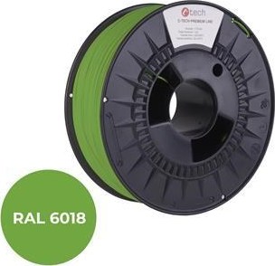 C-TECH Tisková struna (filament) PREMIUM LINE, PETG, zelenožlutá, RAL6018, 1,75mm, 1kg