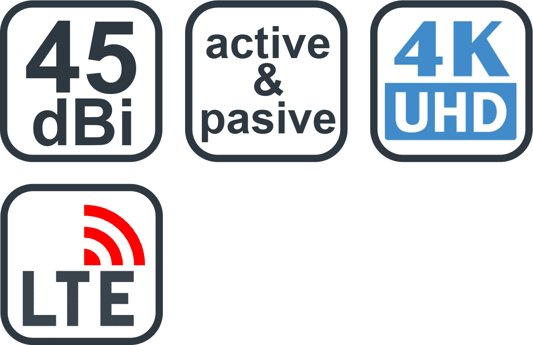EVOLVEO Xany 2A, 230/5V, aktivní pokojová anténa FM/DAB+/DVB-T2, filtr LTE,4G,5G