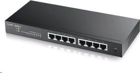 Zyxel GS1900-8 8-portový stolový gigabitový webový inteligentný prepínač: 8x Gigabit metal, IPv6, 802.3az (zelená), bez ventilátora