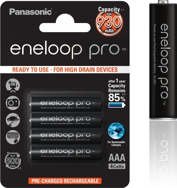 PANASONIC eneloop Pro Nabíjecí Baterie AAA 930mAh 1,2V HR-4UWXB-4BP (Blistr 4ks)