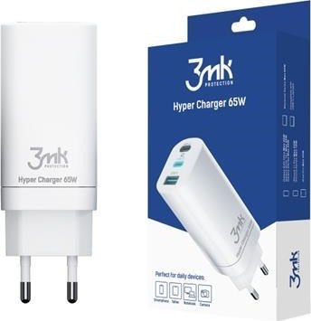 3mk síťová nabíječka - Hyper Charger 65W, bílá