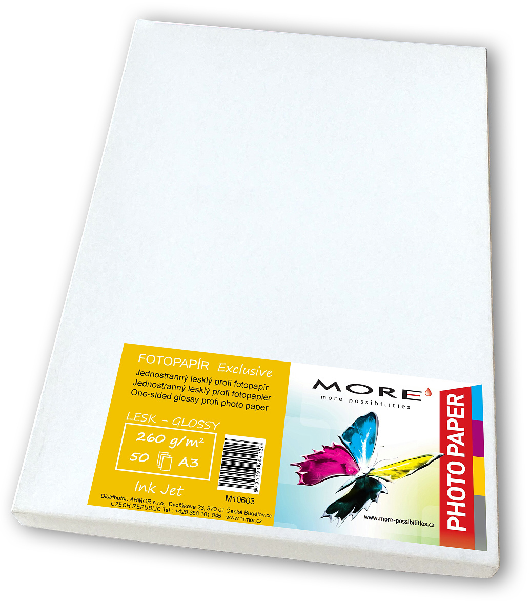 ARMOR Fotopapír 260g, A3 lesklý, bílý, 50 listů, inkjet
