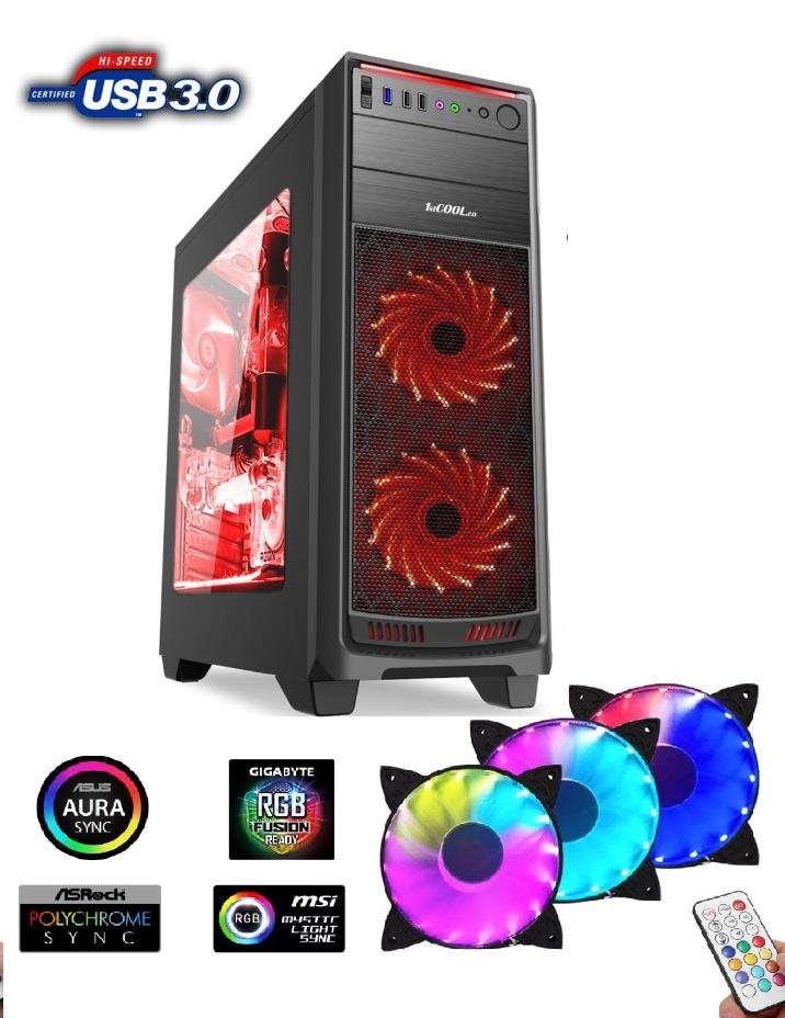 1stCOOL GAMER 1 Aura ARGB, stredná veža, AU, USB 3.0 + Nastavenie FAN ARGB, bez napájania
